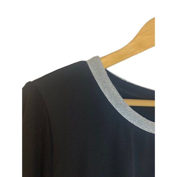 Juicy Couture Black Short Sleeve Layered Blouse Collar Accent Size XL - Picture 4 of 8